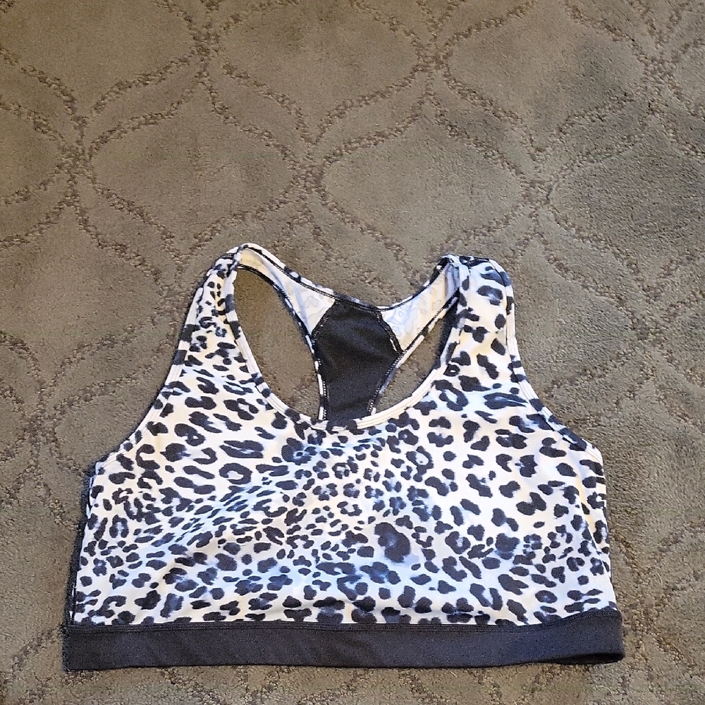 LuLaRoe Black & White Leopard Racerback Sports Bra